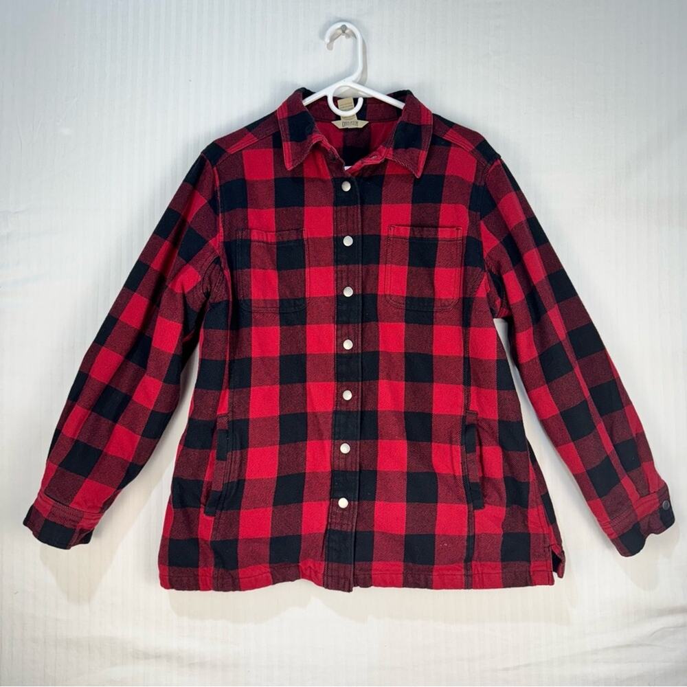 Duluth Trading Co Red/Black Plaid Insulated Chore Jacket Barn Coat Women’s Large